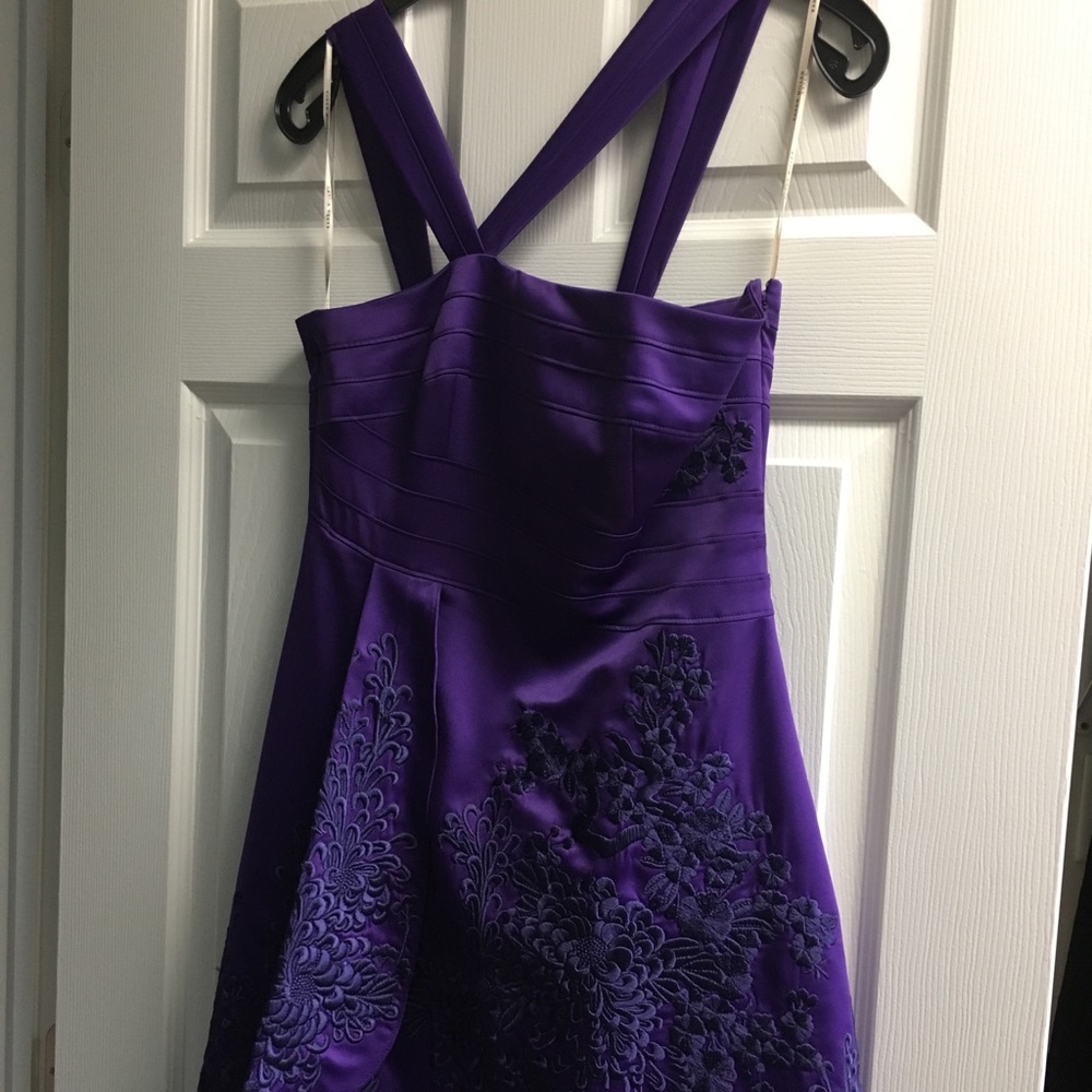 Karen Mullen purple dress